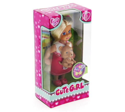 Cute Girl Kahverengi Köpekli ve Sarışın Mini Bebek Cute Girl Kahverengi Köpekli ve Sarışın Mini Bebek