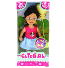 Cute Girl Sarı Balonlu Kumral Mini Bebek