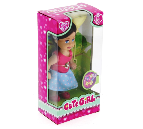 Cute Girl Sarı Balonlu Kumral Mini Bebek