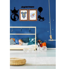 DECO103 Supermen Dekoratif Duvar Süsü Tablo Aksesuar Ahşap Tasarım Hediye Pano Sticker Seti