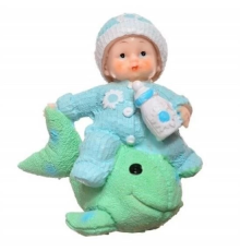 Decotown Hediyelik Sevimli Mavi Bebek Biblo Polyester Süs Eşyası