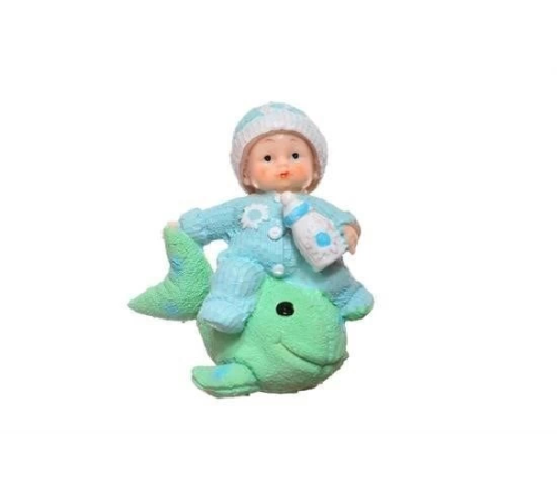 Decotown Hediyelik Sevimli Mavi Bebek Biblo Polyester Süs Eşyası