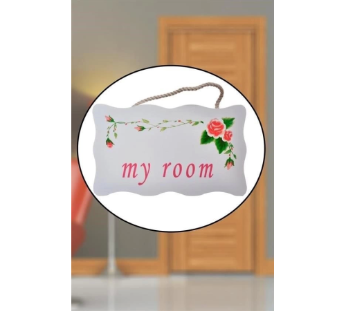Decotown My Room Benim Odam Dekoratif Çiçek Desenli Kapı Askısı Decotown My Room Benim Odam Dekoratif Çiçek Desenli Kapı Askısı