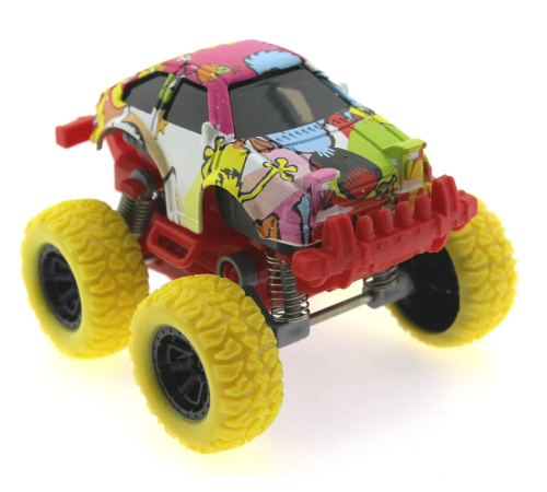 Die Cast Çizgi Film Desenli Sarı Teker Araba Die Cast Çizgi Film Desenli Sarı Teker Araba