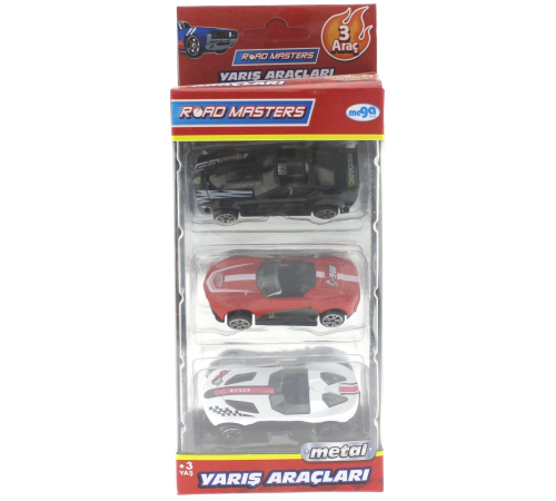 Die Cast Metal 3'lü Yarış Arabaları Siyah Araçlı Die Cast Metal 3'lü Yarış Arabaları Siyah Araçlı