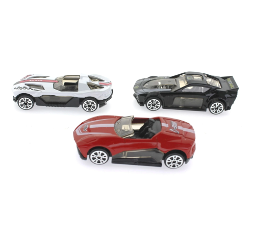 Die Cast Metal 3'lü Yarış Arabaları Siyah Araçlı Die Cast Metal 3'lü Yarış Arabaları Siyah Araçlı