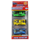 Die Cast Metal 3'lü Yarış Arabaları Yeşil Araçlı