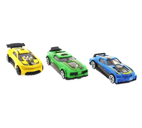 Die Cast Metal 3'lü Yarış Arabaları Yeşil Araçlı