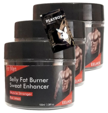 Eelhoe Belly 3 Adet Fat Burner Sweat Enhancer Erkeklere Özel Yağlara Parçalayıcı Kas Şekillendirme Kremi + 1 Hediy.e Jel KOZME:0406