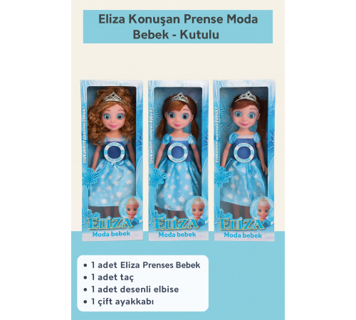 Eliza Konuşan Prenses Moda Bebek Taçlı, Işıltılı Elbiseli, Kutulu Oyuncak Bebek Eliza Konuşan Prenses Moda Bebek Taçlı, Işıltılı Elbiseli, Kutulu Oyuncak Bebek