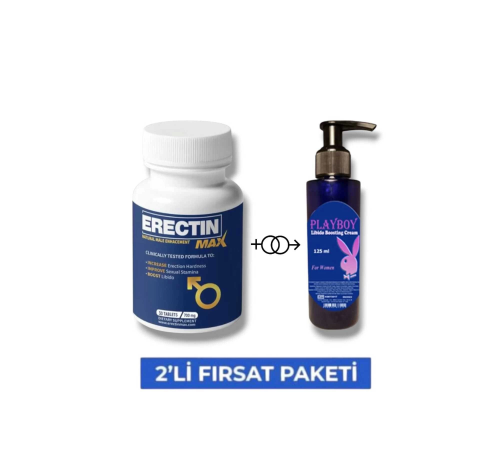 Erectin Max Pen1s Boyutlandırıcı Performans Takviyesi 30'lu + Etkili  İstekli Cream 125 ML