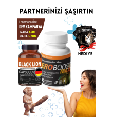 Ero Boost Max XXL Black Lion Sertleştiricili Geciktiricili Büyütücülü Etkili Erkek Performans Arttırıcılı Set