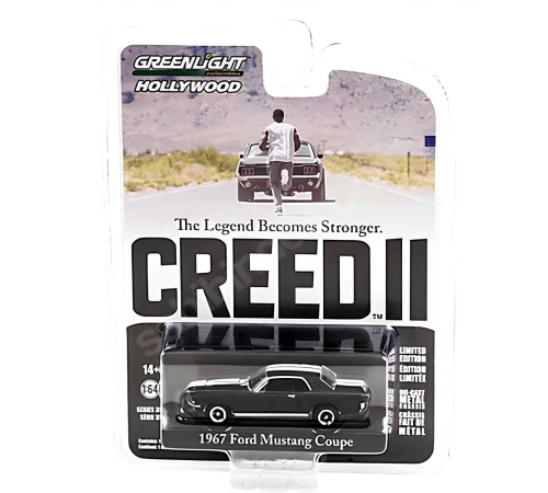 Greenlight 1:64 1967 Ford Mustang Coupe In Black With White Stripes Greenlight 1:64 1967 Ford Mustang Coupe In Black With White Stripes