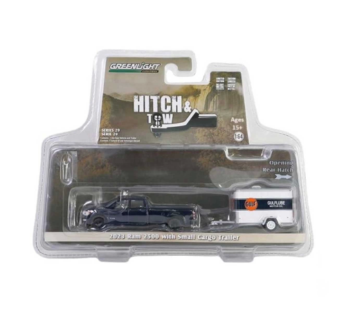 Greenlight 1/64 2023 Ram 2500 With Small Cargo Trailer Model Araba