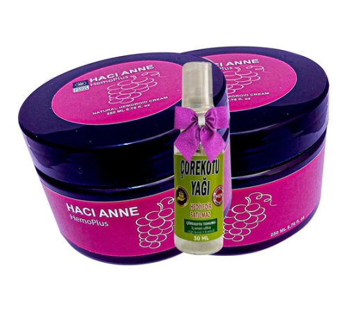 Hacı Anne Hemoplus Kremi 200 ml x 2 adet + Çörek Otu Yağı 30 ml