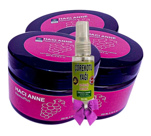 Hacı Anne Hemoplus Kremi 200 ml x 3 adet + Çörek Otu Yağı 30 ml