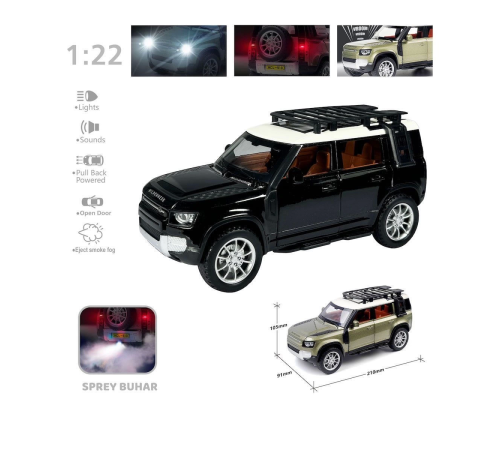 HCL-510A Çek Bırak 1:22 Sesli Ve Işıklı Buharlı DF Metal Jeep