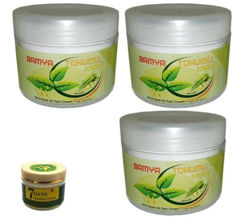 Etkili  Bamya Tohumu Kremi Vücut Sızıları Için Krem 100 ml x 3 / 7days Slimming Cream Vücut Bakım Kremi 100 ml