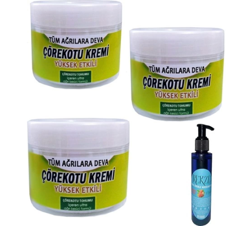 Etkili  Çörek Otu Kremi 100 ml x 3 Adet / Çilekli Vücut Masaj Bakım Yağı 125 ml