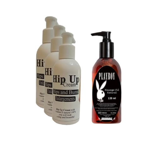 Etkili  Hipup Hip Enlargement Cream Kalça Kaldırma , Vücut Kremi 120 ml 3 Adet+Etkili  Masaj Yağı 120 ml