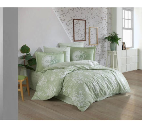 Hobby Çift Kişilik Poplin Nevresim Flora Yeşil Hobby Çift Kişilik Poplin Nevresim Flora Yeşil