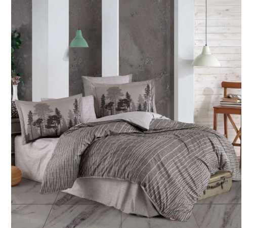 Hobby Çift Kişilik Poplin Nevresim Tully Kahve