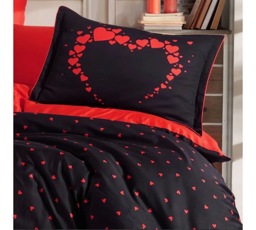 Hobby Çift Kişilik Saten Nevresim Amore Siyah