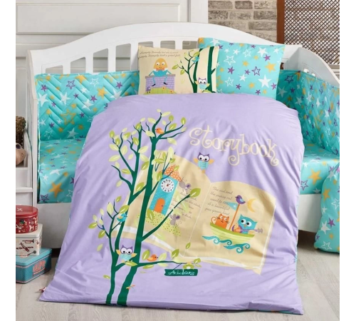 Hobby Dream Clock Lila Poplin Bebek Nevresim Takımı Hobby Dream Clock Lila Poplin Bebek Nevresim Takımı