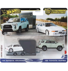 Hot Wheels Premium Team Transport 18 Toyota 4Runner -  Toyota Supra w/Open Trailer HRV37