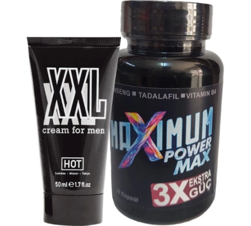 Hotxxl Erkeğe Özel Boy Çap 50 ml Krem + Yanında 1 Adet 3x Black Box Maximum 30'lu Hotxxl Erkeğe Özel Boy Çap 50 ml Krem + Yanında 1 Adet 3x Black Box Maximum 30'lu