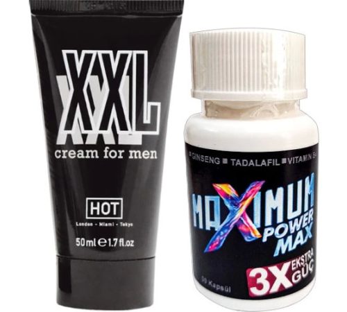 Hotxxl Erkeğe Özel Boy Çap 50 ml Krem + Yanında 1 Adet 3x White Box Maximum 30'lu Hotxxl Erkeğe Özel Boy Çap 50 ml Krem + Yanında 1 Adet 3x White Box Maximum 30'lu