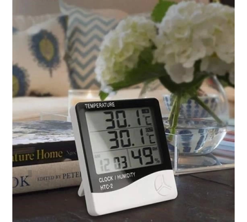 İç ve Dış Ortam Sıcaklığını Ölçebilen LCD Ekran Saat Göstergeli Alarmlı Nem Ölçer Termometre İç ve Dış Ortam Sıcaklığını Ölçebilen LCD Ekran Saat Göstergeli Alarmlı Nem Ölçer Termometre
