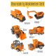 Metal İnşaat Araç Seti 6 Parça Beton Mikseri Kepçe Forklift Yol Düzleyici Kamyon