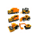 Metal İnşaat Araç Seti 6 Parça Beton Mikseri Kepçe Forklift Yol Düzleyici Kamyon