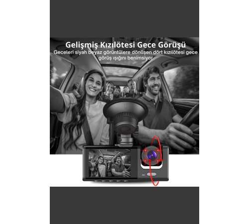 Siyah 1080p Araç içi 3 Kameralı Lcd Ekranlı Gece Görüşlü , G-sensör , Geri Görüş Kamera Siyah 1080p Araç içi 3 Kameralı Lcd Ekranlı Gece Görüşlü , G-sensör , Geri Görüş Kamera
