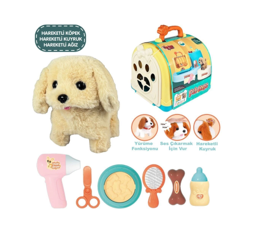 JND-3615 Taşıma Çantalı Hareketli Pilli Köpek Set (Pet Shop) -Vardem Oyuncak