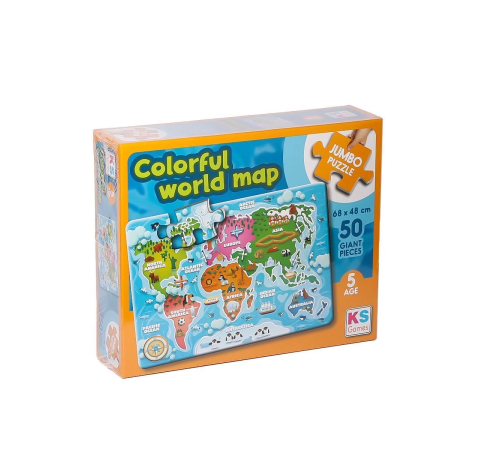 JP 31015 Colorful World Map Jumbo Puzzle 50 Parça -Ks Puzzle