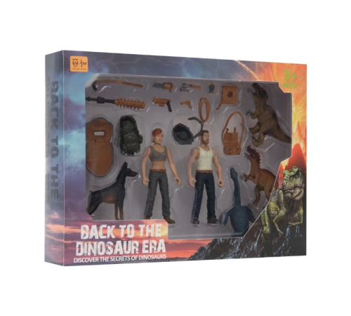 Kadın Erkek Figürlü 3 Dinozorlu ve Aksesuarlı Oyun Seti