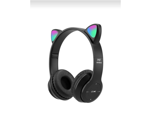 Kedili Işıklı Katlanabilir 5.0 Bluetooth Kulaklık Kablosuz P47m