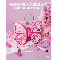 Kelebek Figürlü Güzellik Kız Çocuk Oyuncak Makyaj Oyun Seti 4 Katmanlı Makyaj Güzellik Seti
