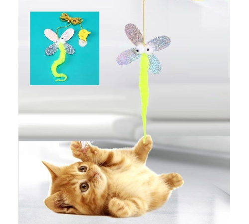 Kelebek Model Elastik Kendinden Yapışkanlı Kedi Oyun Oltası