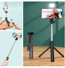 Kendiliğinden Işıklı Masaüstü Tripod Olabilen Telefon Tutuculu Kablosuz Kumandalı Selfie Çubuğu