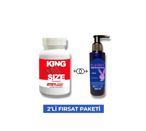 King Size Erkek Performans Geliştirici 30'lu Takviye + Etkili  İstekli Arttırıcı Krem 125 ML