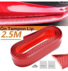 Kırmızı Renkli 2,5 Metre Araba Oto Ön Tampon Koruyucu Kauçuk Pratik Tampon Şerit Bant Döşeme