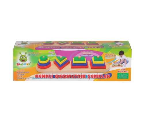 KR006 Woodoy Renkli Geometrik Şekiller -Karsan  Oyuncak