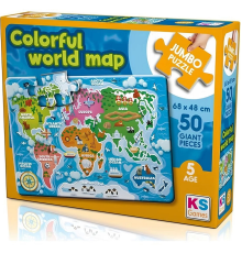 KS Games Colorful World Map 50 Parça Puzzle