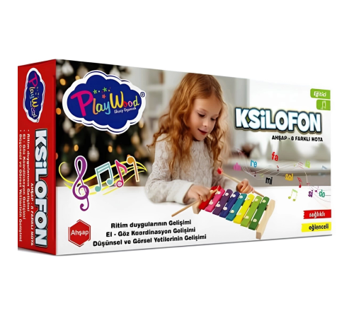 Kutuda Ahşap 8 Farklı Notalı Ksilofon Kutuda Ahşap 8 Farklı Notalı Ksilofon