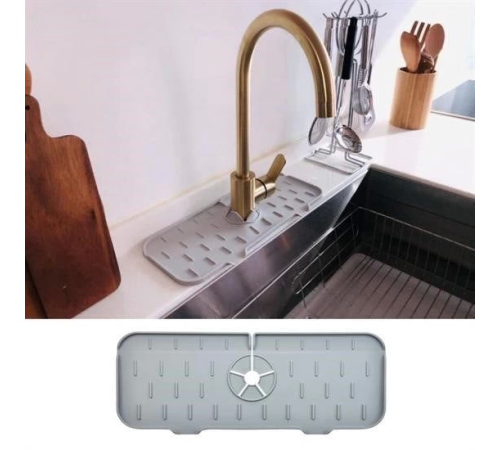 Lavabo İçin Silikon Esnek Mat Musluk Sapı Damlama Tutucu Raf Mutfak Tezgahı Sıçrama Koruma
