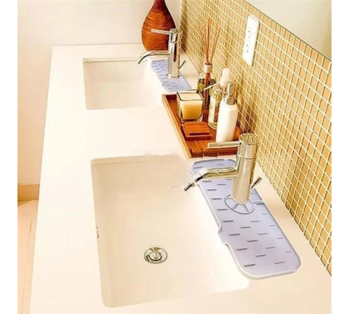 Lavabo İçin Silikon Esnek Mat Musluk Sapı Damlama Tutucu Raf Mutfak Tezgahı Sıçrama Koruma