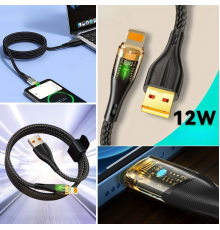 Led Işık Uçlu Sağlam İp Kablolu USB to Lightning Hızlı Şarj Kablosu